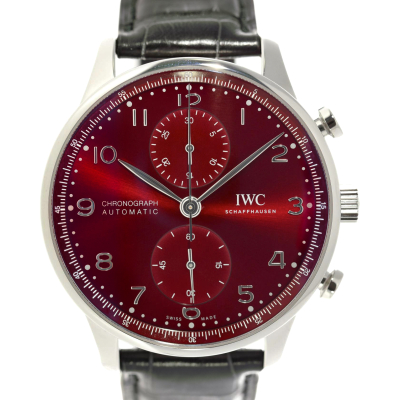 PORTOGHESE CHRONOGRAPH IW371616 STAINLESS STEEL BURGUNDY DIAL 41MM
