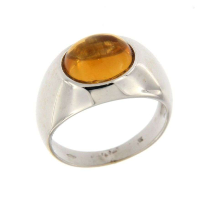 WHITE GOLD RING WITH AMBER STONE