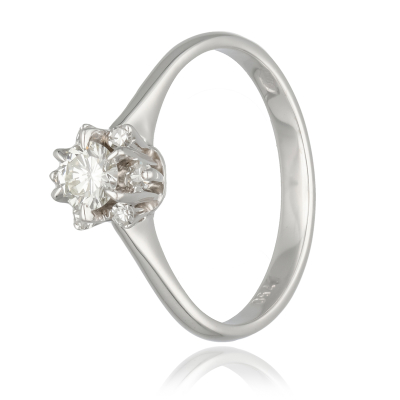 RING SOLITAIRE WHITE GOLD 18KT DIAMOND 0.30ct G / VVS SIZE 13 / 53 WEIGHT 2.5GR