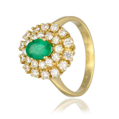 RING YELLOW GOLD 18KT TURQUOISE 10ct DIAMONDS 0.35ct