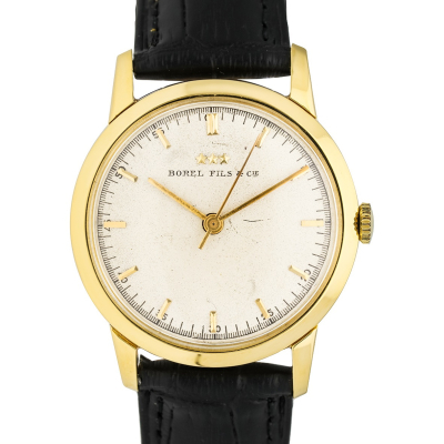 BOREL FILS & CO VINTAGE YELLOW GOLD LEATHER 33MM