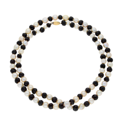 NECKLACE RIVER PEARL WITH GRANATE 93GR