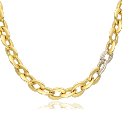 NECKLACE YELLOW WHITE GOLD 18KT DIAMONDS 0.25ct 45.6GR