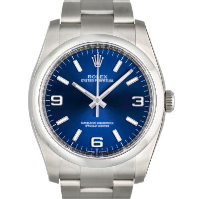 OYSTER PERPETUAL 116000 STAINLESS STEEL BLUE DIAL NEW 2018 FULL SET 36MM