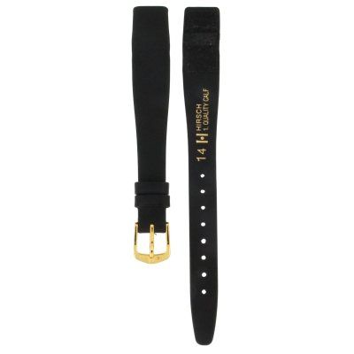 HIRSCH QUALITY CALF OPEN ENDED BLACK LEATHER STRAP 14MM