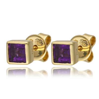 EARRING IN YELLOW GOLD 18KT AND AMETHYST 