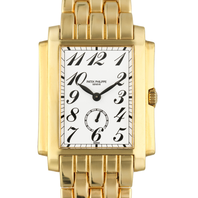 GONDOLO 5024/1 FULL YELLOW GOLD PORCELAIN-WHITE DIAL EXTRACT FROM THE ARCHIVES PATEK PHILIPPE YEAR 2003 30X38MM