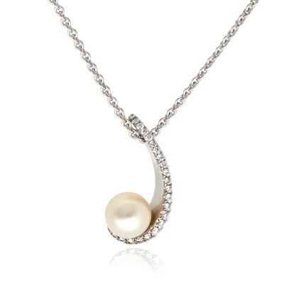 NECKLACE 8GR DIAMOND 0.30ct G / VVS WITH PEARL