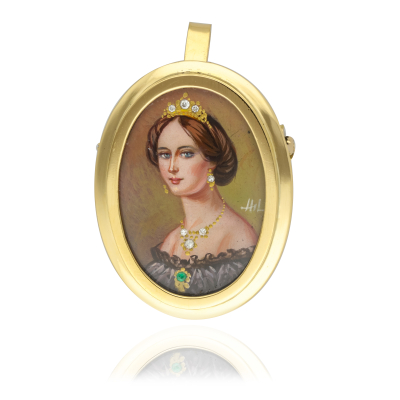 PENDANT BROOCH YELLOW GOLD 18KT LADY 